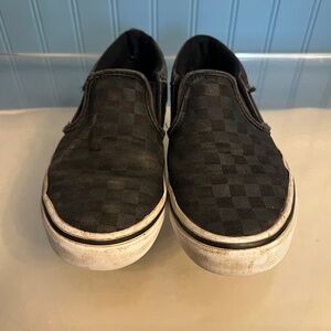 Vans Black Checked Slip Ons